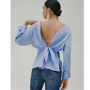 NWT! Harshman for Anthropologie | Amelia Shirt | Blue Pinstripes | M